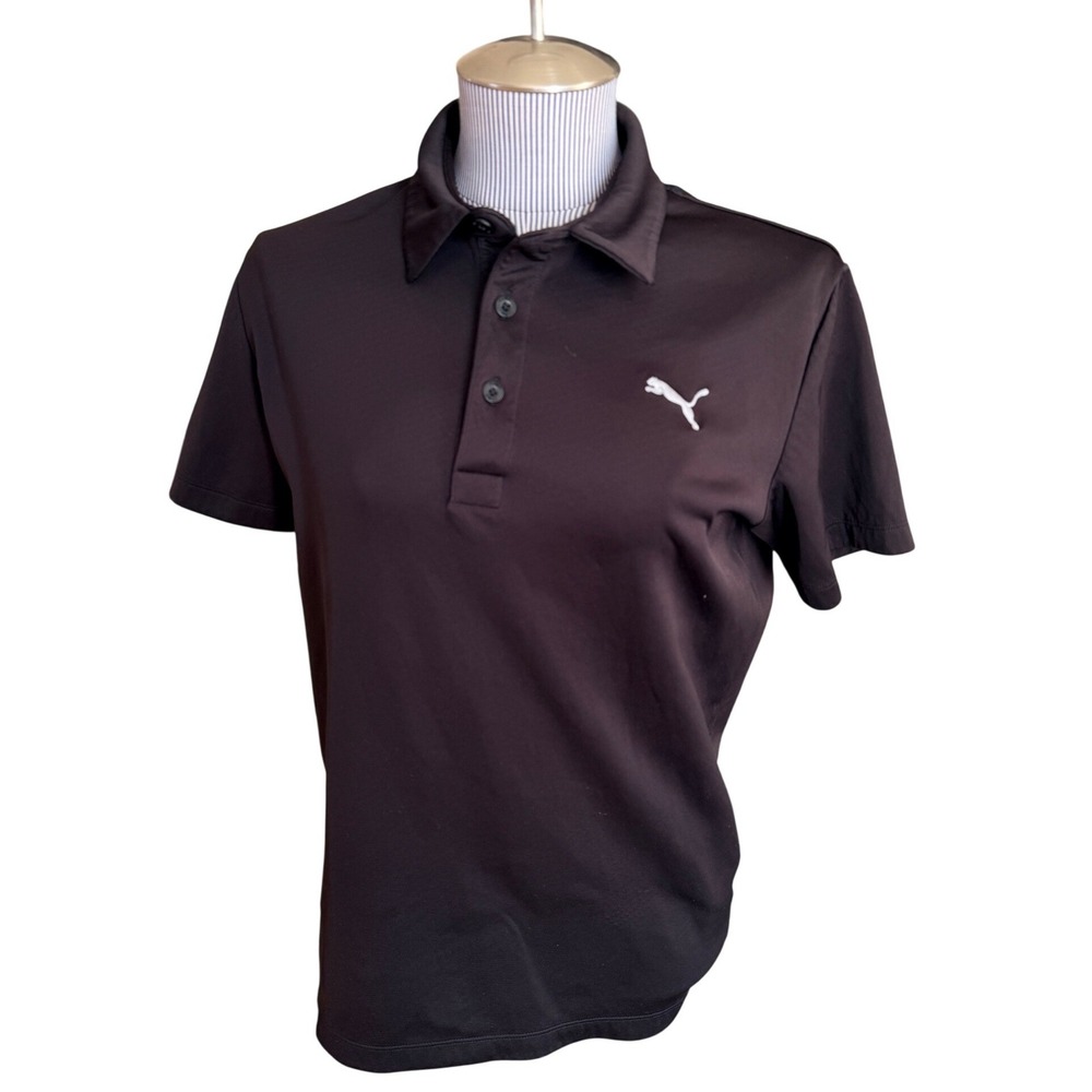 Puma Men's Black Golf Polo Shirt Short Sleeve Performance Dry Cell Logo